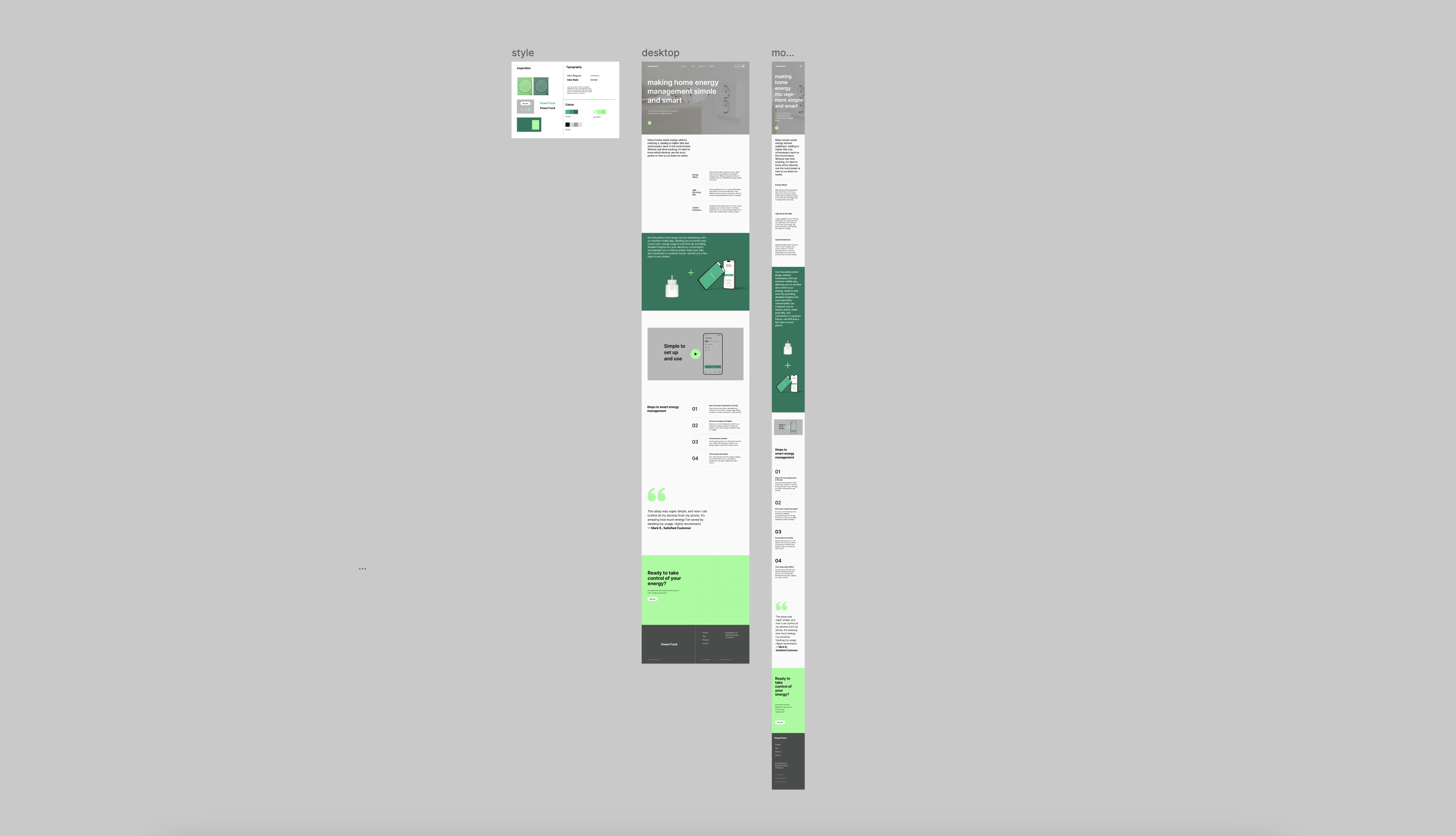 Mockup of the PowerTrack website, desktop and mobile.