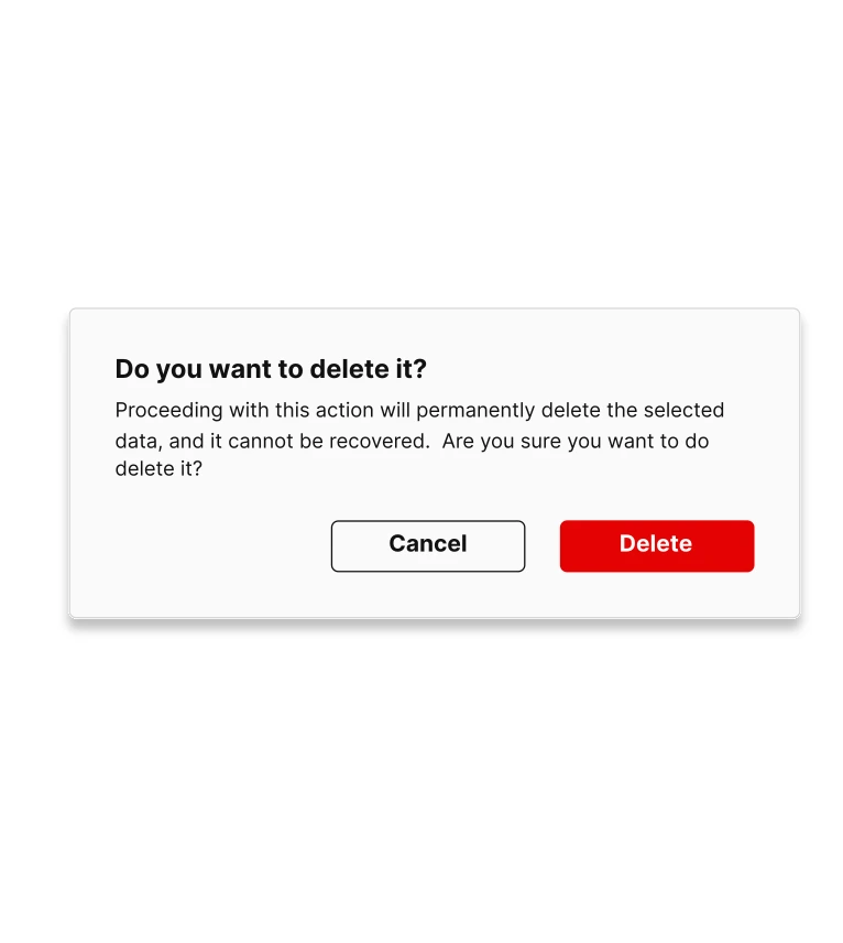 Design system component: Delete confirmation dialog