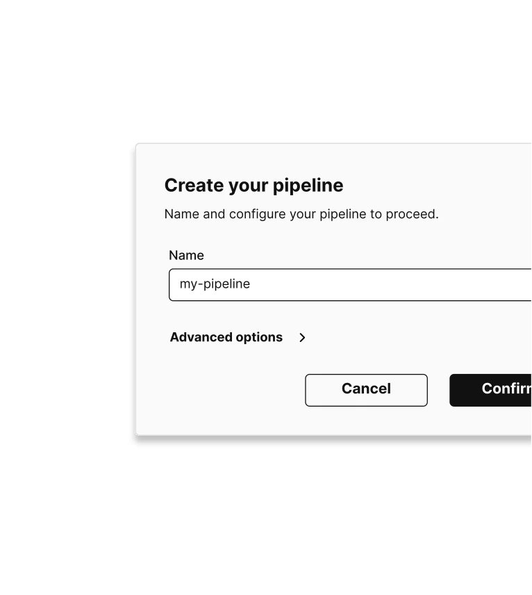 Design system component: Create pipeline modal